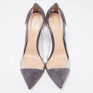 Gianvitto Rossi Grey Suede Plexi Pump
